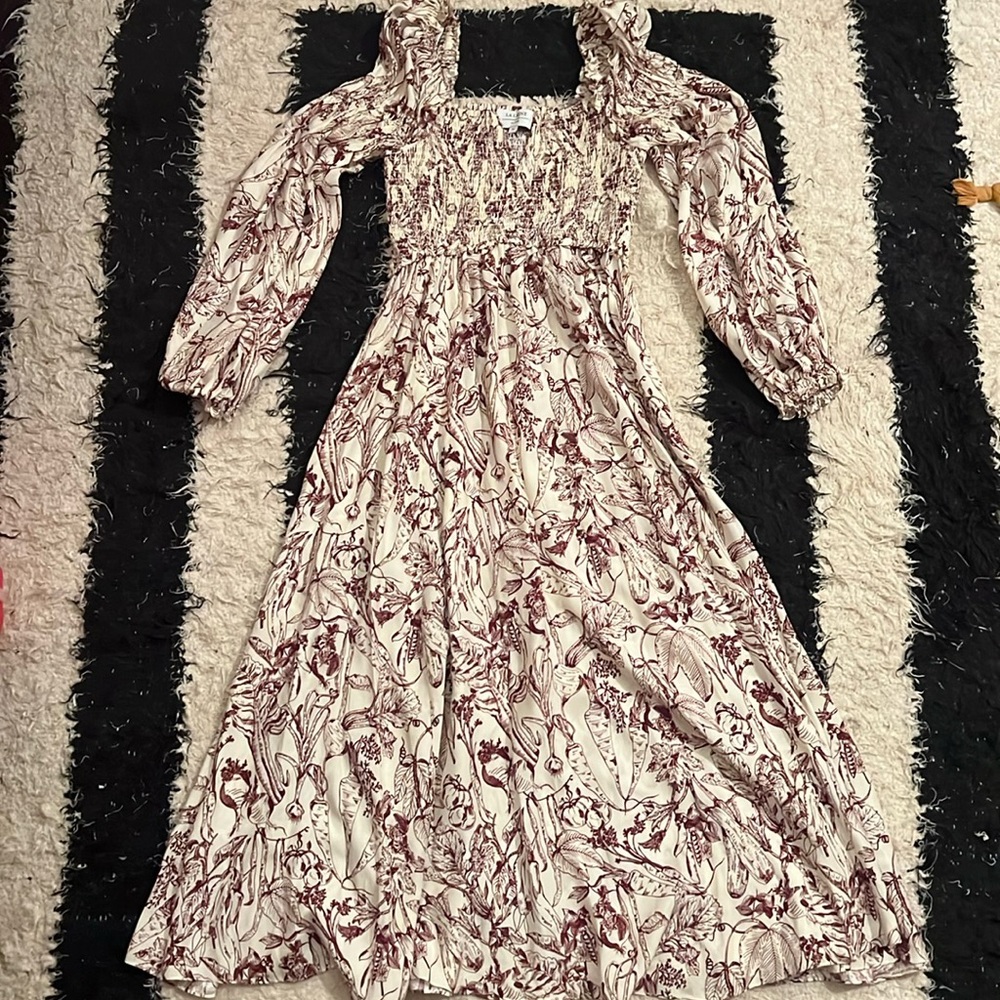 La Ligne midi peasant dress with carrot and beet print